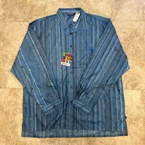 Mecca Men's Blue Patterned Button Down Shirt